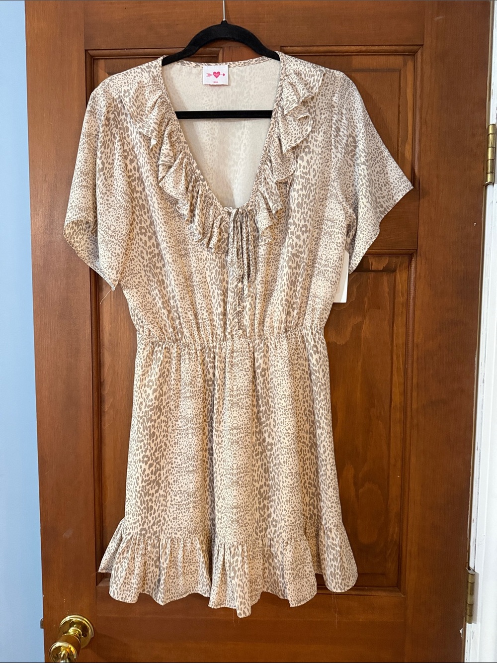 Buddy Love Cream and Tan Leopard Print Mini  Dress NWT